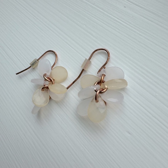 Seaglass Drop Earrings Seashell Rose Gold Statement Earrings Dangle Pastel - Picture 5 of 6